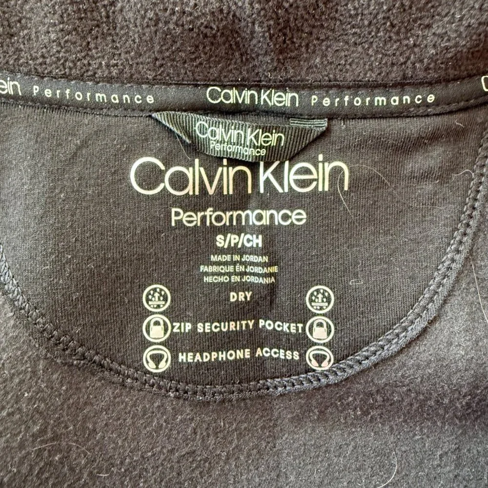 Calvin Klein Performance Fleece Vest Woman’s Black Size Small Zipper Winter - Picture 10 of 12